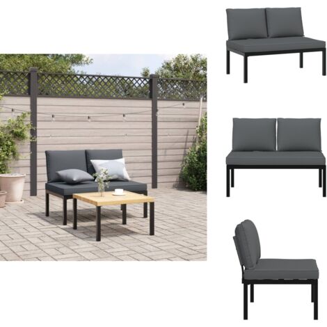 Gartenbank mit Kissen Schwarz Aluminium - Gartenbank - Alu-Gartenbank - Gartenmöbeln - Terrassenmöbel - Esszimmerset