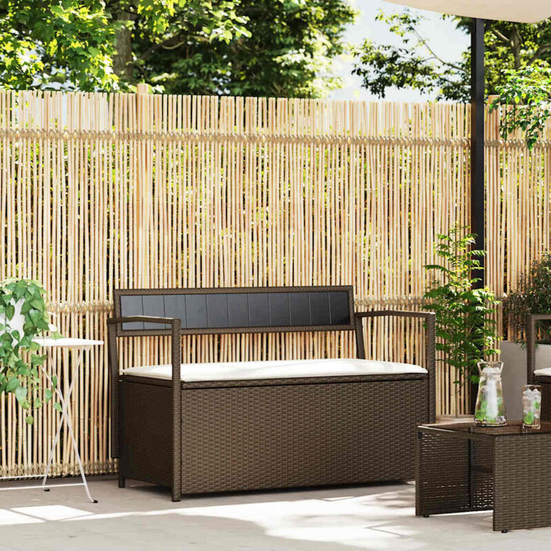 Gartenbank Mit Stauraum Und Kissen Braun Poly Rattan - Vidaxl