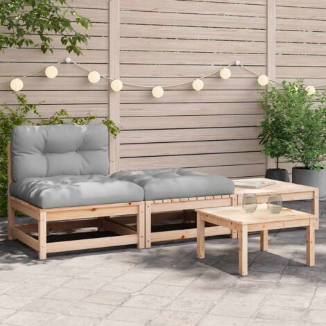 Gartenbank ohne Armlehnen mit Kissen und Fußstütze
