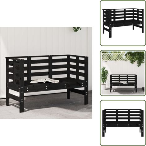 Gartenbank Schwarz 111,5x53x71 cm Massivholz Kiefer - Gartenzubehör - Gartenbank - Holzmöbel - Outdoor Möbel - Terrassenmöbeln