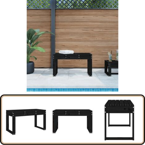 Gartenbank Schwarz 80x38x45 cm Massivholz Kiefer - Gartenbank - Holzmöbel - Gartenmöbel - Outdoor Möbel - Kiefernholz