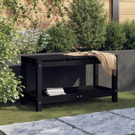Gartenbank Schwarz 82,5x35x45 cm Massivholz Kiefer vidaXL