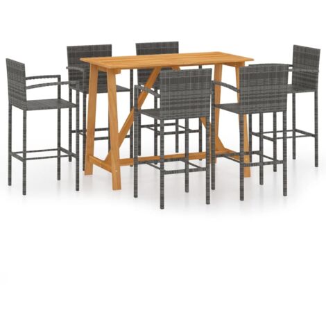 Gartenbar Set 7 Teilig Grau