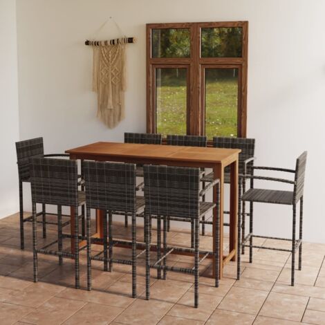 Gartenbar-Set 9 Teile Grau