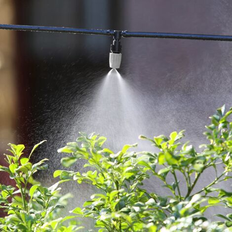 Gartenbewässerungssprüher [20-teilig] Zerstäubungsset mit Düse und T-Stück, Dichtungen, Kunststoff, Grau/Schwarz, Hydraulikdruck 1,5–3,0 kg, Wassersparend, Vielseitig einsetzbar