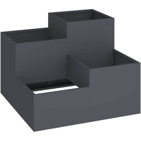 Gartenblumentopf Anthrazit 80 x 80 x 60 cm Stahl vidaXL