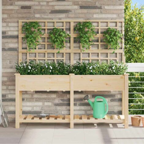 Gartenblumentopf Beige 161 x 46 x 152.5 cm Massives Fichtenholz vidaXL