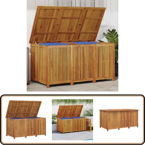 Gartenbox 150x80x75 cm Massivholz Akazie - Gartenbox - Holzkiste - Aufsatztisch - Outdooraufbewahrung - Gartenschuppen