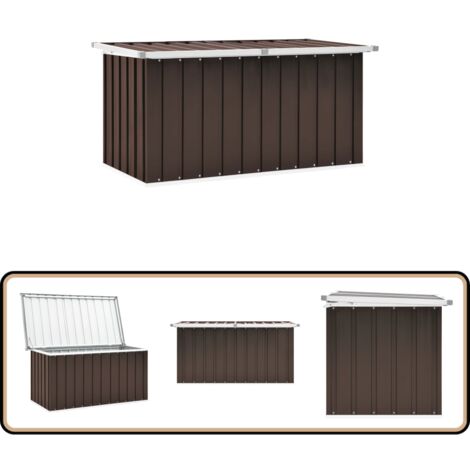 Gartenbox Braun 129 x 67 x 65 cm - Gartenbox - Stahlausstattung - Auflagenbox - Gartendeko - Gartenorganisation
