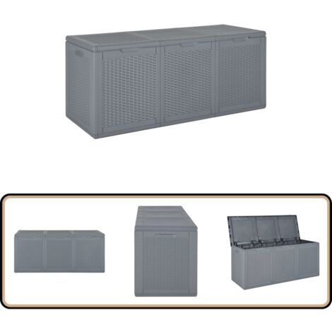 Gartenbox Grau PP Rattan 270 L - Gartenbox - Auflagenbox - Gartenmöbel - Outdoor Möbel - Rattan Optik