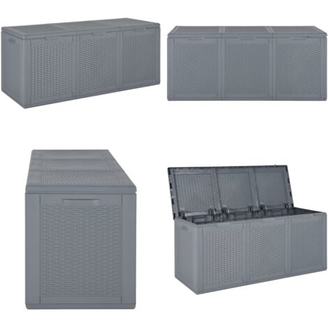 Gartenbox Grau PP Rattan 270 L - Gartenbox - Auflagenbox - Gartenmöbel - Outdoor Möbel - Rattan Optik - Home & Living