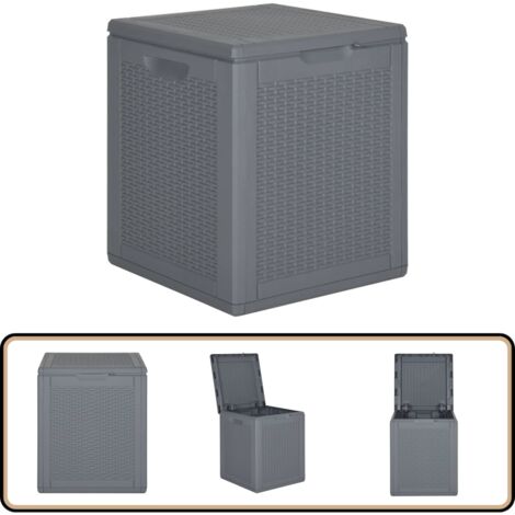 Gartenbox Grau PP Rattan 90 L - Gartenbox - Auflagenbox - Gartenmöbel - Outdoor Möbel - Rattan Optik