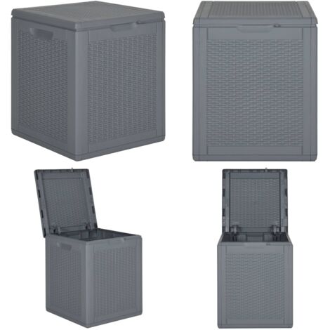 Gartenbox Grau PP Rattan 90 L - Gartenbox - Auflagenbox - Gartenmöbel - Outdoor Möbel - Rattan Optik - Home & Living