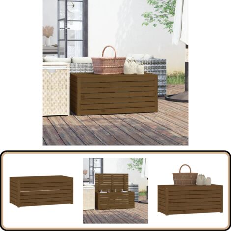 Gartenbox Honigbraun 101x50,5x46,5 cm Massivholz Kiefer - Gartenbox - Holz Gartenbox - Kiefernholzkiste - Außenaufbewahrung - Gartenmöbel