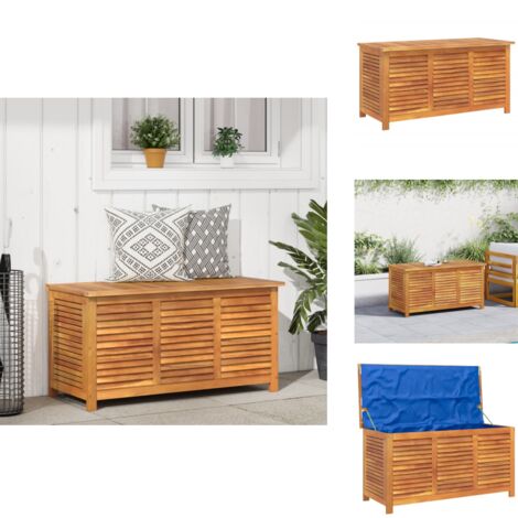 Gartenbox mit Lüftungsschlitzen 113x50x56 cm Massivholz Akazie - Holz Gartenbox - Gartenmöbel - Outdoor Box - Aufbewahrung - Stauraum