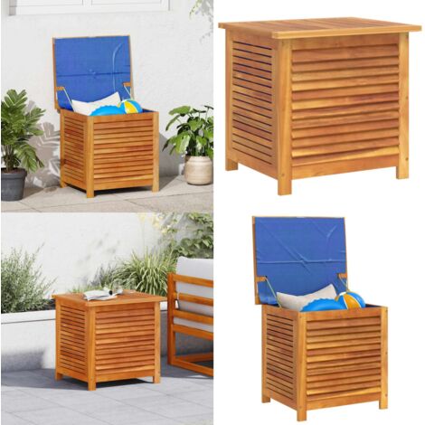 Gartenbox mit Lüftungsschlitzen 60x50x56 cm Massivholz Akazie - Holzbox - Außenstauraum