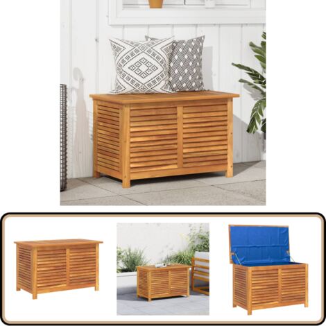 Gartenbox mit Lüftungsschlitzen 90x50x56 cm Massivholz Akazie - Holz Gartenbox - Gartenaufbewahrung - Outdoor Box - Gartenmöbel - Akazienholz