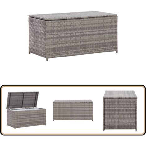 Gartenbox Poly Rattan 100x50x50 cm Grau - Außenaufbewahrung - Gartenkiste - Gartenbox - Stauraum Im Freien - Wetterfest