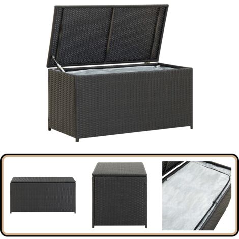 Gartenbox Poly Rattan 100x50x50 cm Schwarz - Auflagenbox - Gartenbox - Gartentruhe - Outdoor Box - Wetterfest