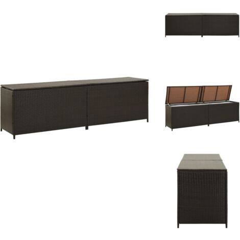 Gartenbox Poly Rattan 200x50x60 cm Braun - Gartenbox - Auflagenbox - Gartenmöbel - Outdoor Box - Rattan Gartenmöbel