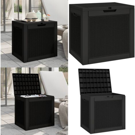 Gartenbox Schwarz 55,5x43x53 cm Polypropylen - Gartenbox - Außenbereich Aufräumen - Gartenorganisation - Stauraum - Garderobe - Home & Living