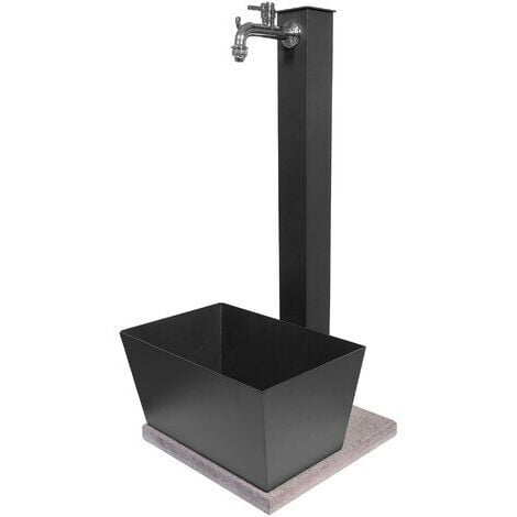 BEL-FER Gartenbrunnen mit Wasserhahn Schale und Basis Anthrazit Made in Italy 42/QVR