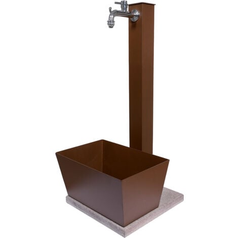 BEL-FER Fontana da Giardino con Rubinetto Vaschetta e Base Ruggine Made in Italy 42/QVR