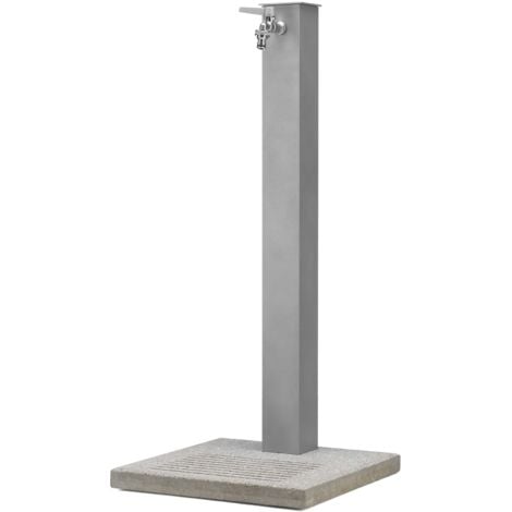 BEL-FER Gartenbrunnen mit Wasserhahn und aluminiumfarbenem Zementsockel, H91 cm