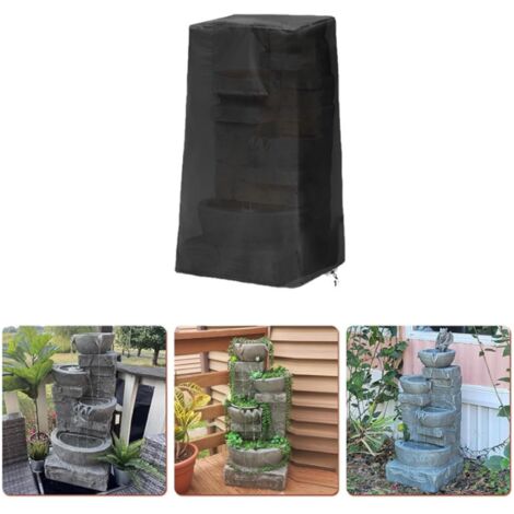 Gartenbrunnenabdeckung – Wasser- und staubdicht, silberfarbenes Oxford-Gewebe – Robuster Schutz für Gartenfiguren (84 x 47 x 47 cm) inklusive Aufbewahrungstasche