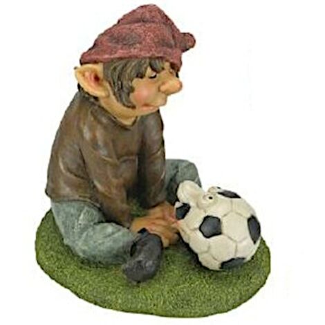 Gartendeko Fußballwichtel Gartenfigur Gartenzwerg Fußballzwerg Zwerg Wichtel  - sitzend