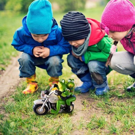 Gartendekoration aus Kunstharz: Frosch auf Motorrad – Lustige Statue für Terrasse und Garten