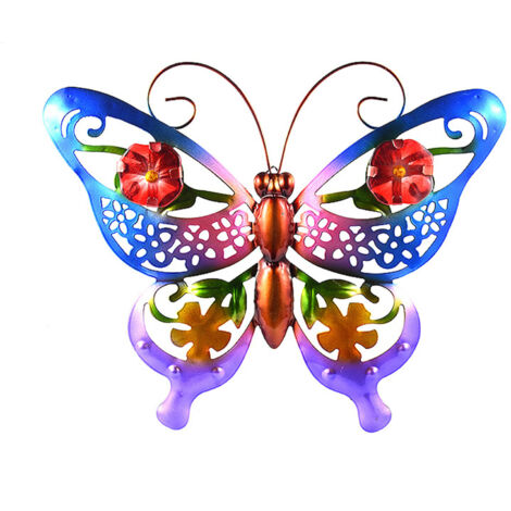 Gartendekoration – Handgefertigter Schmetterling aus perforiertem Metall, 1 Stück, klare und natürliche Muster
