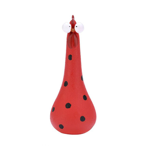 Gartendekoration [Langhals-Huhn mit großen Augen] Kunstharz (Rot, 20 cm), 1 Stück, Kreative Gartengestaltung