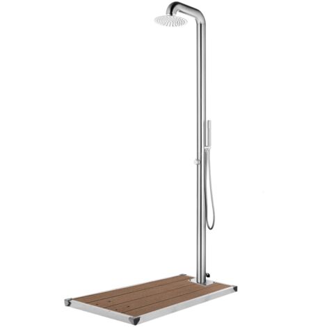 Gartendusche mit brauner Basis 230 cm Edelstahl