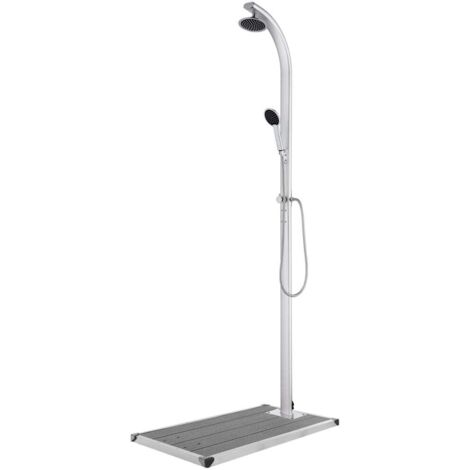 Gartendusche mit Grauer Bodenplatte 220 cm Aluminium vidaXL