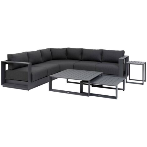 Garteneckgarnitur Allure Graphit 5-Sitzer aus Aluminium und Polyester - Hespéride