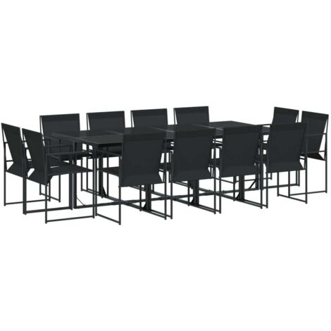 Gartenessgruppe 13 Teilig Schwarz Textilene