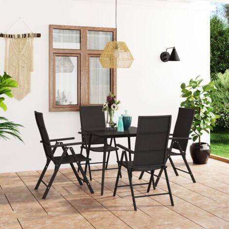 Gartenessgruppe 5-teilig Schwarz