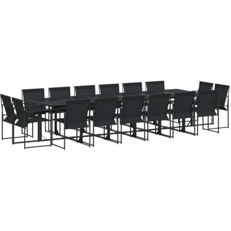 Gartenesszimmer 17 Teile Schwarz Textilene