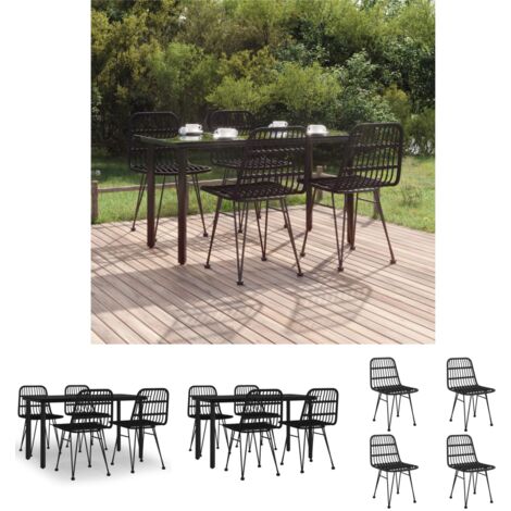 Gartenesszimmer - vidaXL 5-tlg. Garten-Essgruppe Schwarz Poly Rattan - Gartenmöbel Schwarz