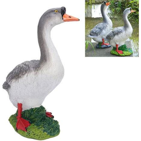 Gartenfigur Gans, aufrechte Haltung, realistische Harzblume, Dekoration für Balkon, Hof, Farbe 1