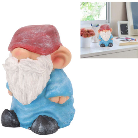[Gartenfigur] [Gnom] [GNOME-RES] Stabile, blaue Kunstharzfigur im Vintage-Stil