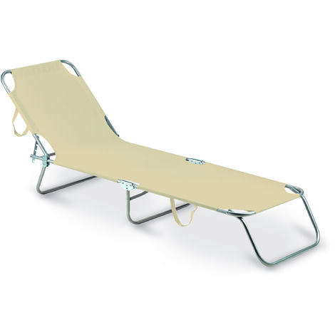Gartenfreund Klappbares Stahlbett Mallorca 55x188x24h cm Farbe Beige