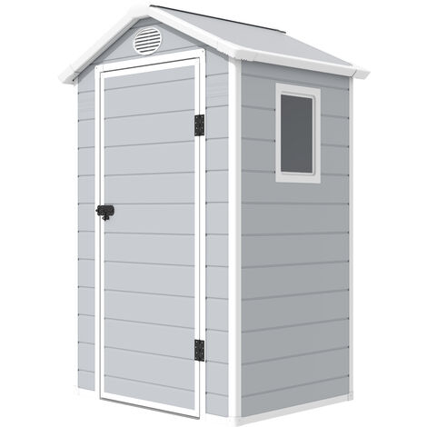 Gartenfreund Kunststoff Häuschen Harmonie Kleiner Laden H. 204 T. 104 L. 134 cm grau