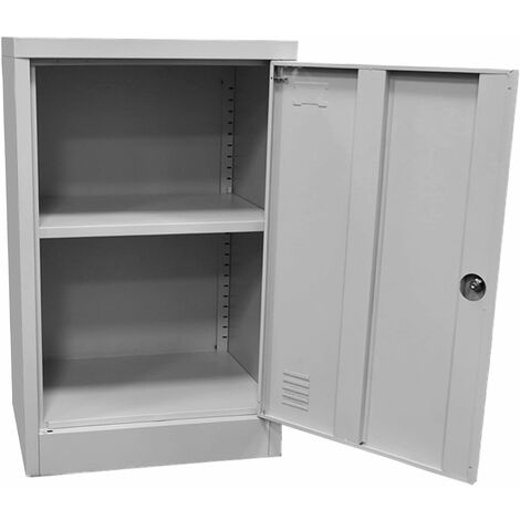 Gartenfreund Schrank mit Regal grau Einflügeliger Stahlblechschrank mit Schlüsselschloss 50x40x80h cm