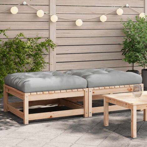 Gartenfußstütze mit Kissen im Set von 2 aus massivem Kiefernholz