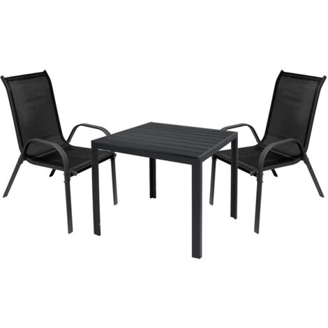 Gartengarnitur 3-teilig 90x90cm Anthrazit/Schwarz Non-Wood-M691922+2xMMC330880