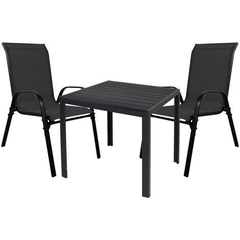 Gartengarnitur 3-teilig 90x90cm Anthrazit/Schwarz Non-Wood-M691922+2xMMC330887