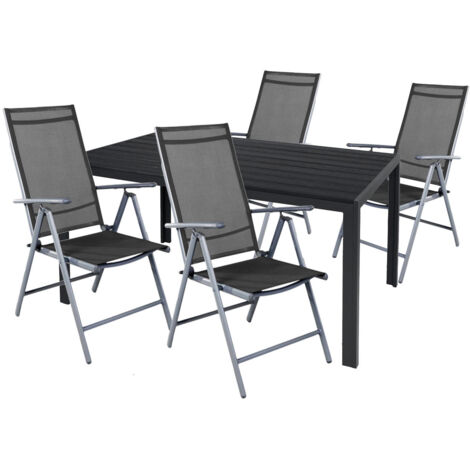 Gartengarnitur 5-teilig 125x70cm Anthrazit/schwarz +4x Hochlehner-MMC372234+4xMMC5000DG