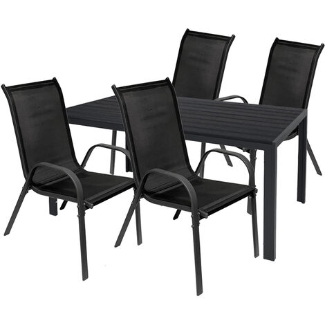 Gartengarnitur 5-teilig 125x70cm Anthrazit/schwarz/Anthrazit Polywood-MMC372234+4xMMC330880